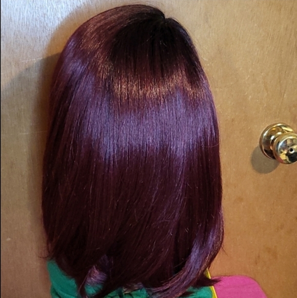 Burgundy / Black Wig With Lace Part - Picture 7 of 8
